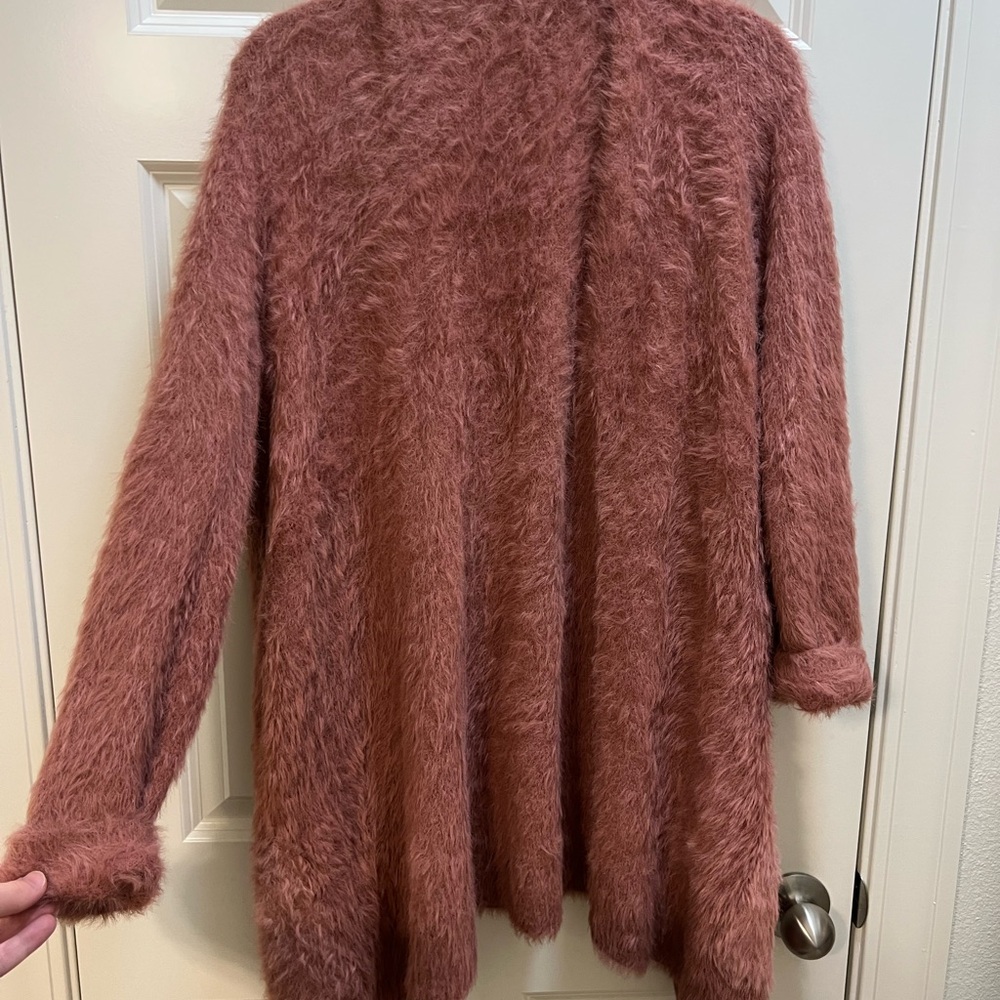 Cozy Pink Fuzzy Cardigan - Picture 4 of 7